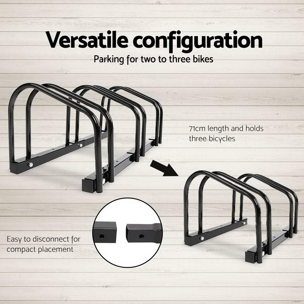 3 Bike Stand Rack Bicycle Storage Floor Parking Holder Cycling Black