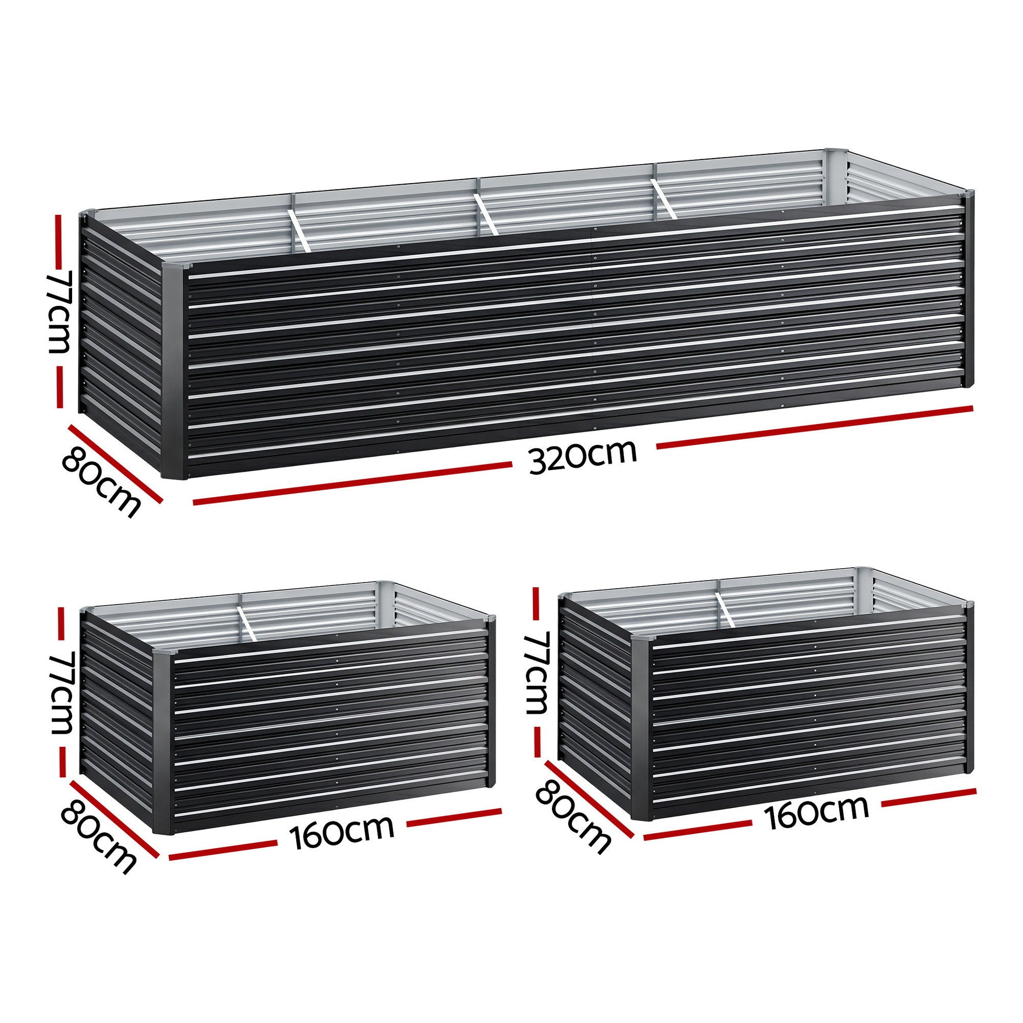 2 in 1 Raised Garden Bed Kit, 320cm/160cm| 77cm Extra Deep Ergonomic Planter Box | Protect Your Back | Galvanised Steel Vegetable Flower Pot for Outdoor Garden | Includes Gloves & Pegs