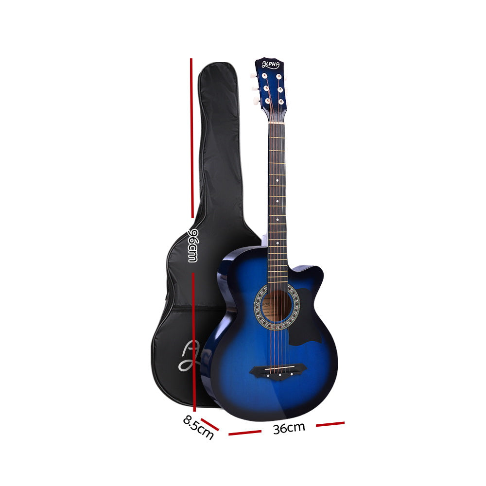 Acoustic Guitar Wooden Body Steel String Full Size Cutaway Blue - 38 Inch