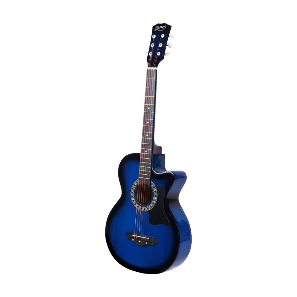 Acoustic Guitar Wooden Body Steel String Full Size Cutaway Blue - 38 Inch
