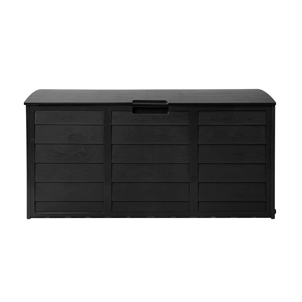 Outdoor Storage Box 290L Lockable Organizer Garden Deck Shed All Black