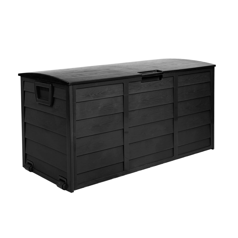 Outdoor Storage Box 290L Lockable Organizer Garden Deck Shed All Black
