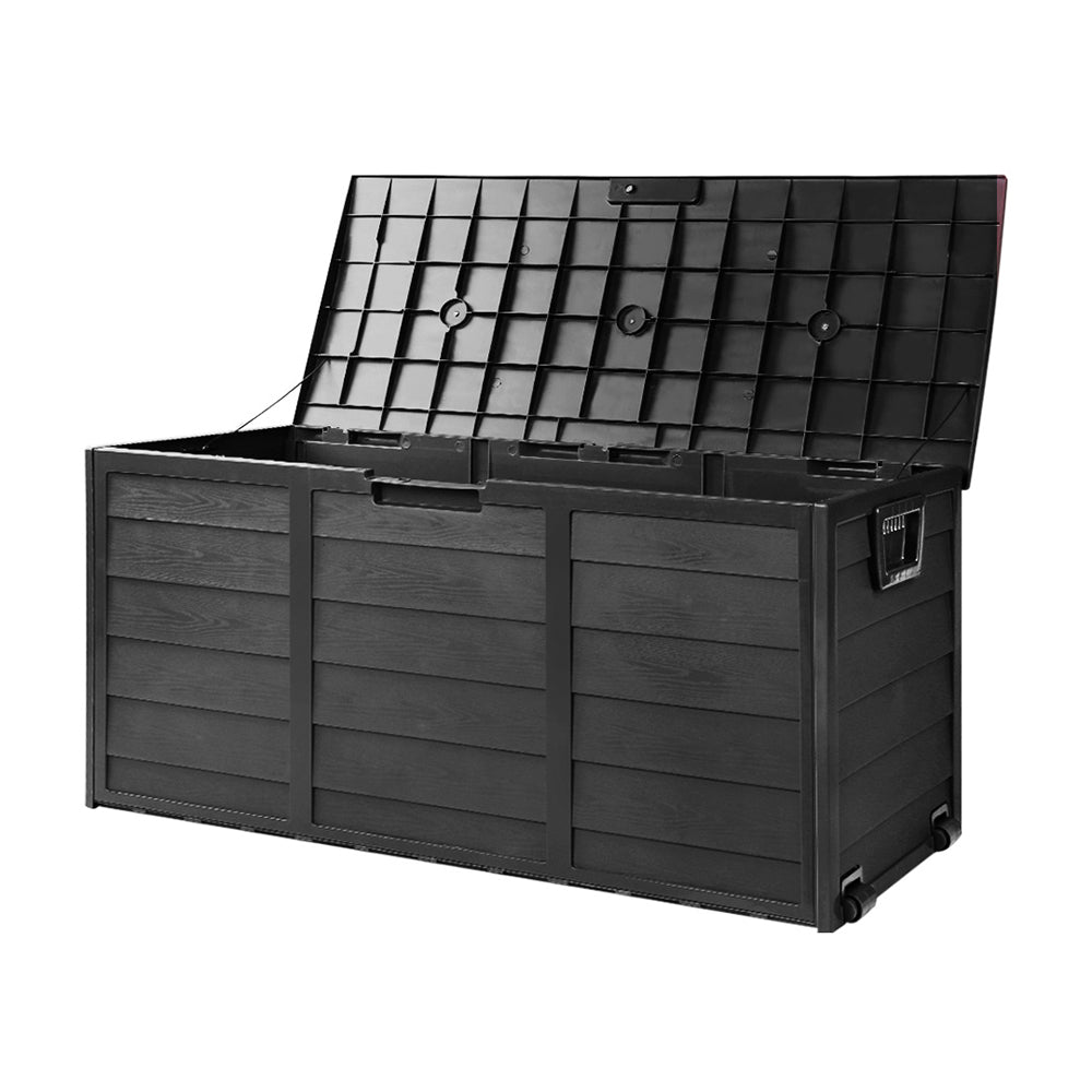 Outdoor Storage Box 290L Lockable Organizer Garden Deck Shed All Black