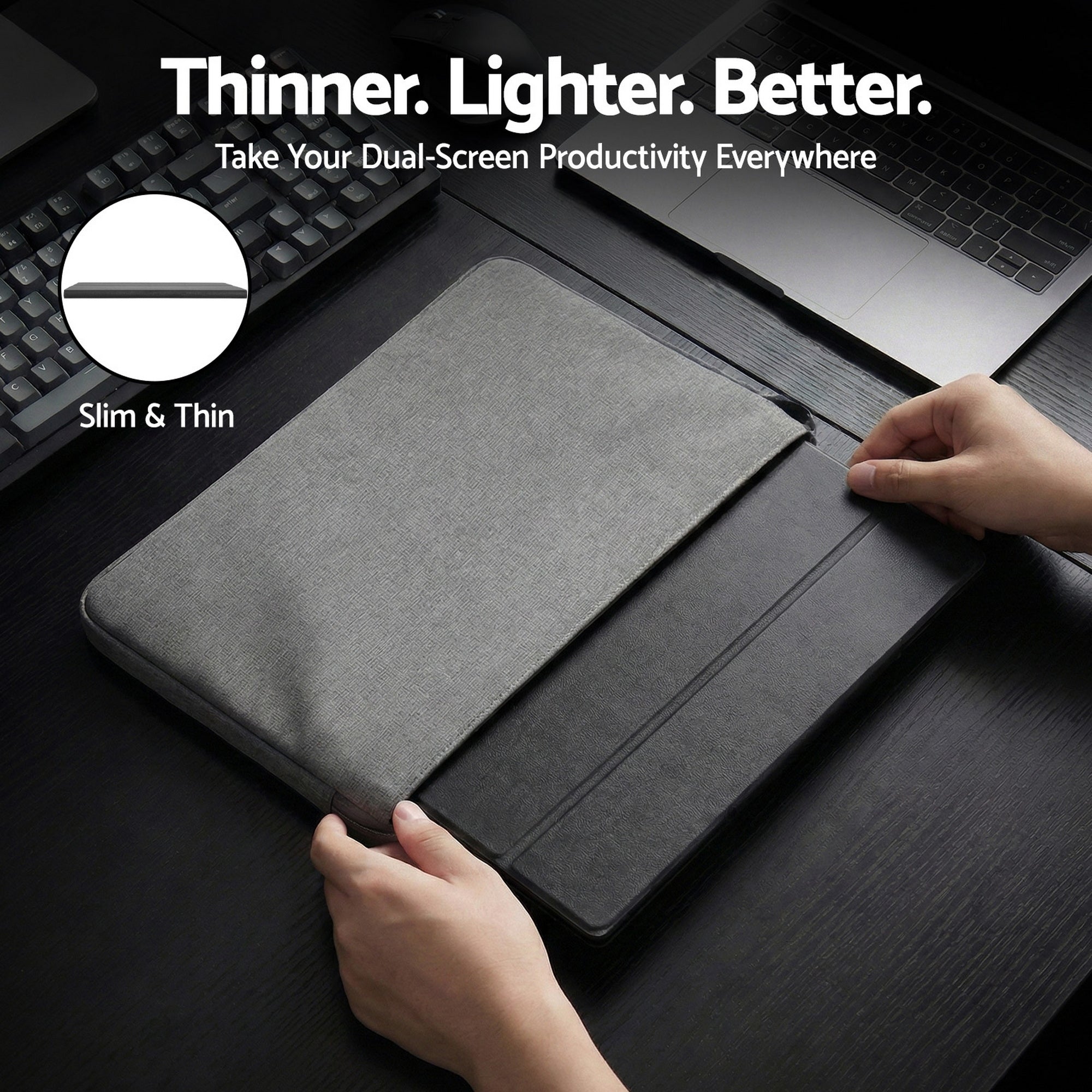 Devanti Portable Monitor Laptop Extender USB C Travel Display 16 Inch Black