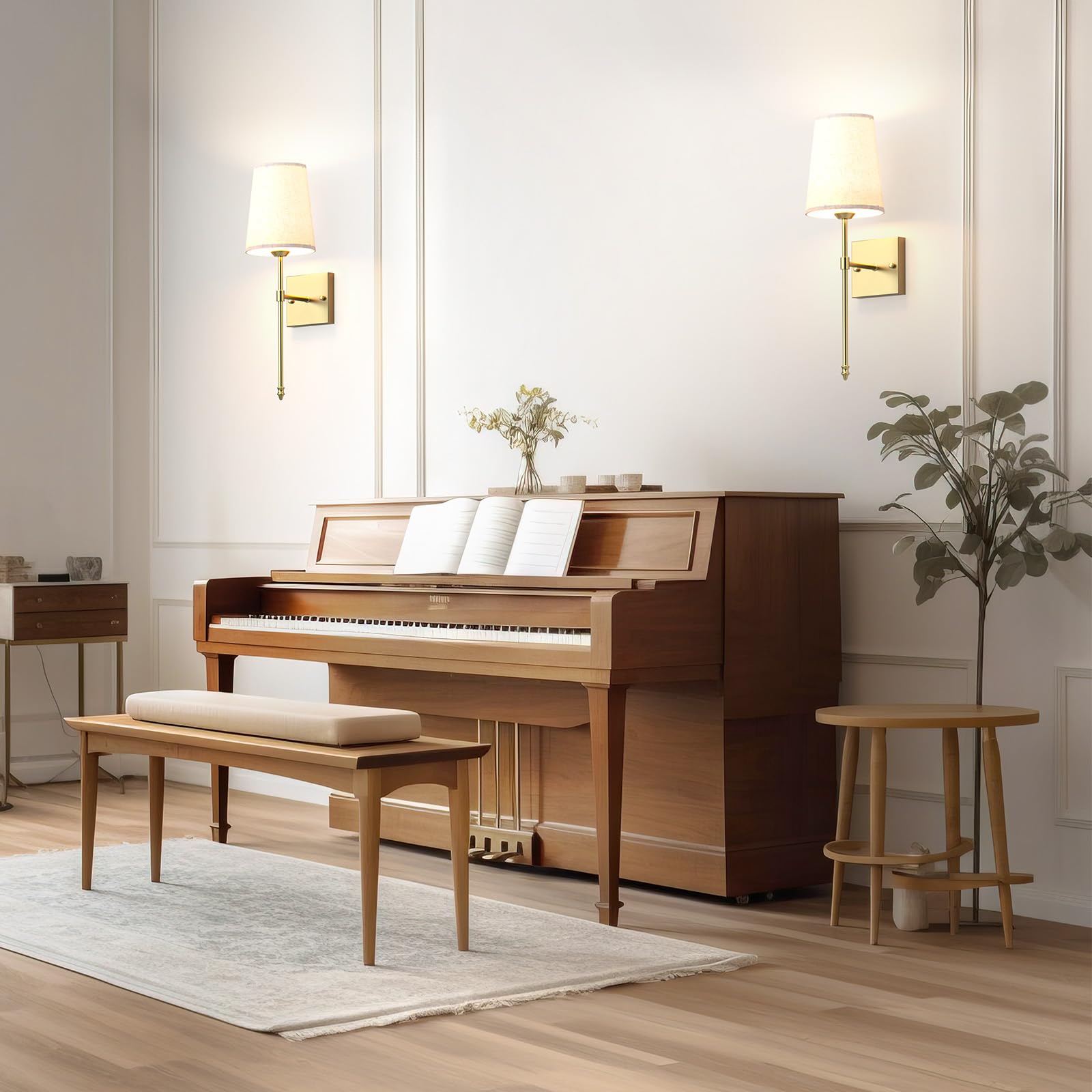 Battery Operated Wall Sconce, 5000mAh Rechargeable Dimmable RGB Wall Sconce Set of 2 with Remote, 3 Color Temperature Indoor Battery Powered Wall Lamp Light for Bedroom Living Room