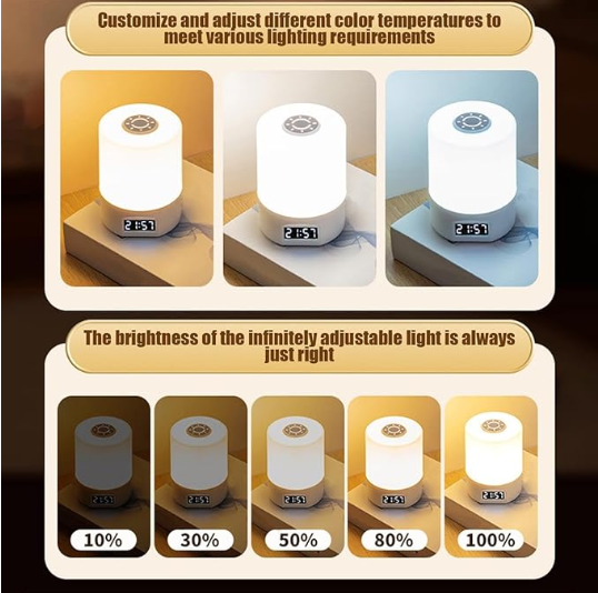 LED Lights, Night Light, Desk Lamp, Rechargeable Lighting, Three Color Change, Eye Protection, Lights for Bedroom, Desk, Bedside Table, Multi Color Temperature for Scenarios (White)