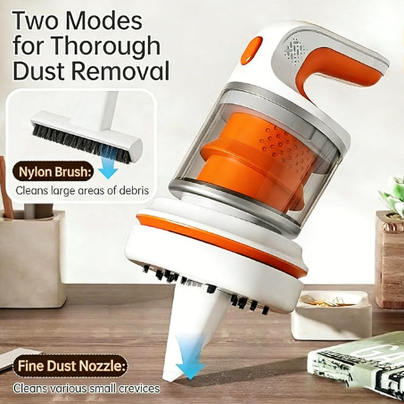 Desk Vacuum Cleaner, Type-c Rechargeable Mini Vacuum Cleaner - Cordless Desk with Flat Nozzle & Brush Attachment | for Keyboard Crumbs, Pet Hair, Paper Scraps （Orange）
