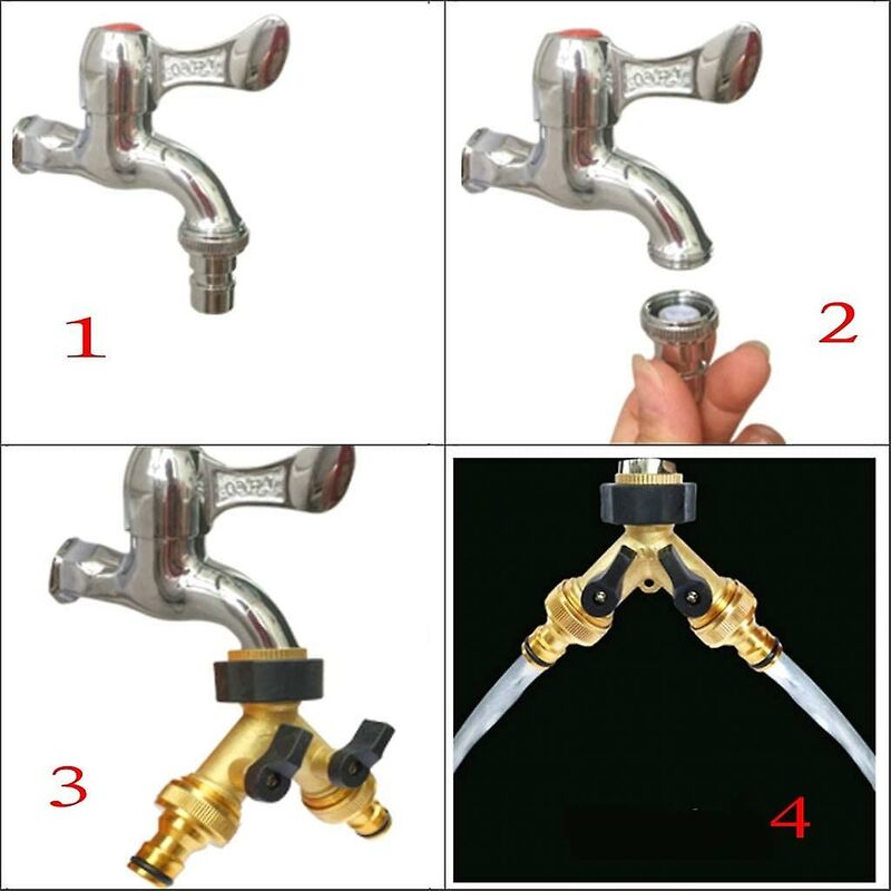 2 Way Y-Shaped Diverter For 3/4" Supply Hose With Separate On/Off Valve For Home Kitchen Garden Outdoor