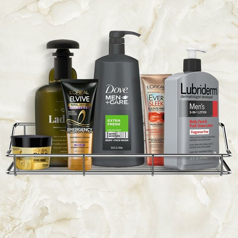 Shower Caddy Bathroom Shelf Basket Toilet Kitchen Spice Rack Sus304 Stainless Steel No Drilling - 2 Pack