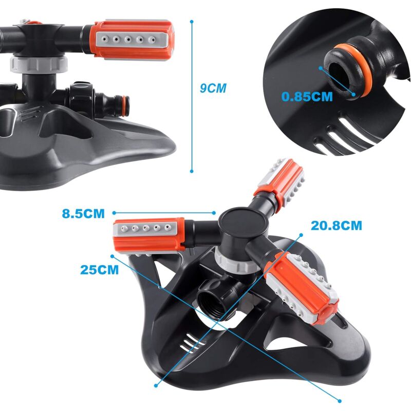 Garden Sprinkler, 360° ROtating 3 Arm Automatic Lawn Sprinkler Watering Irrigation