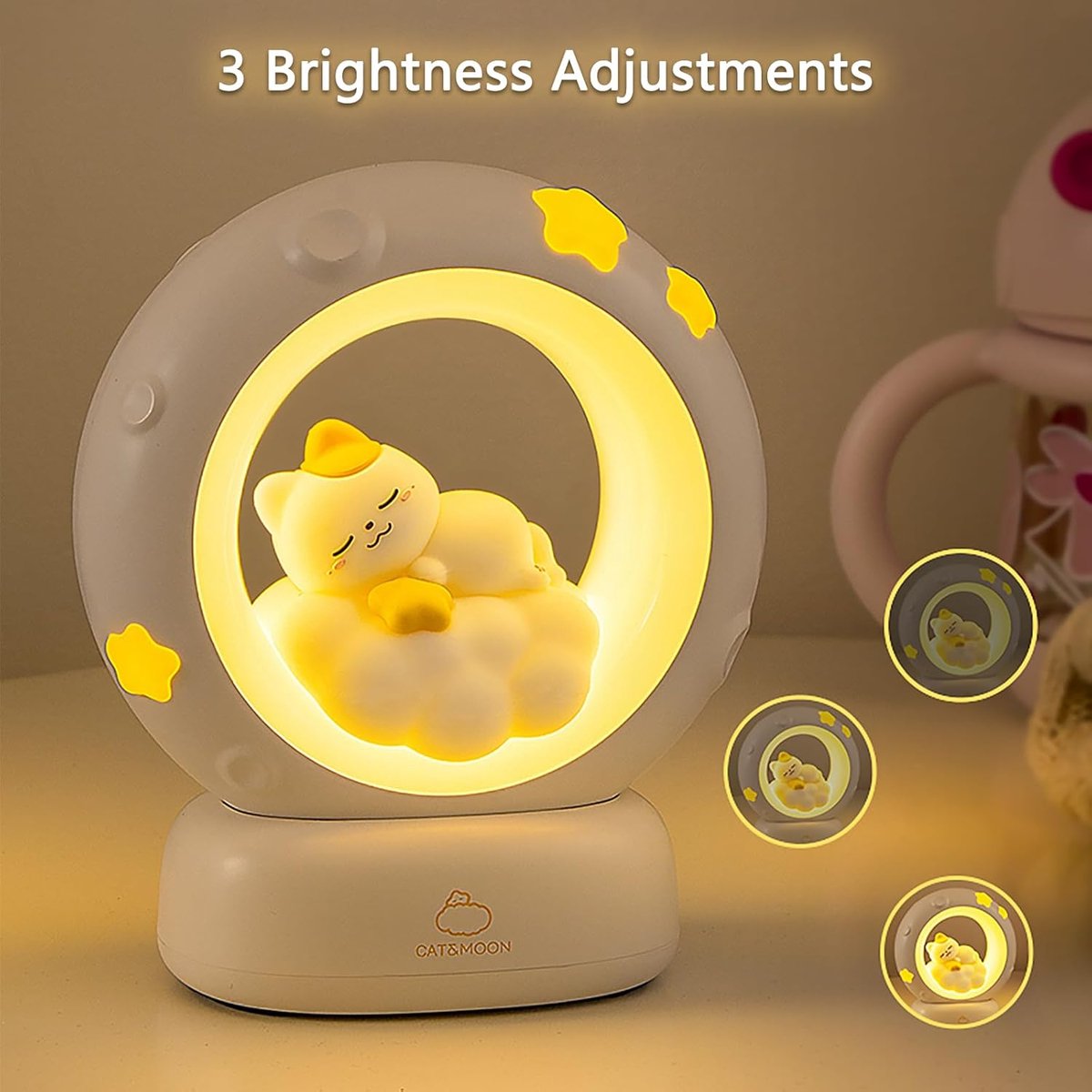 Night Light - Children's Night Light - Parents' Night Light - Rechargeable Desk Lamp - Bedside Cat Lamp - With Touch Sensor - With Dimming Function - A Perfect Gift for Girls and Kids (Cat)
