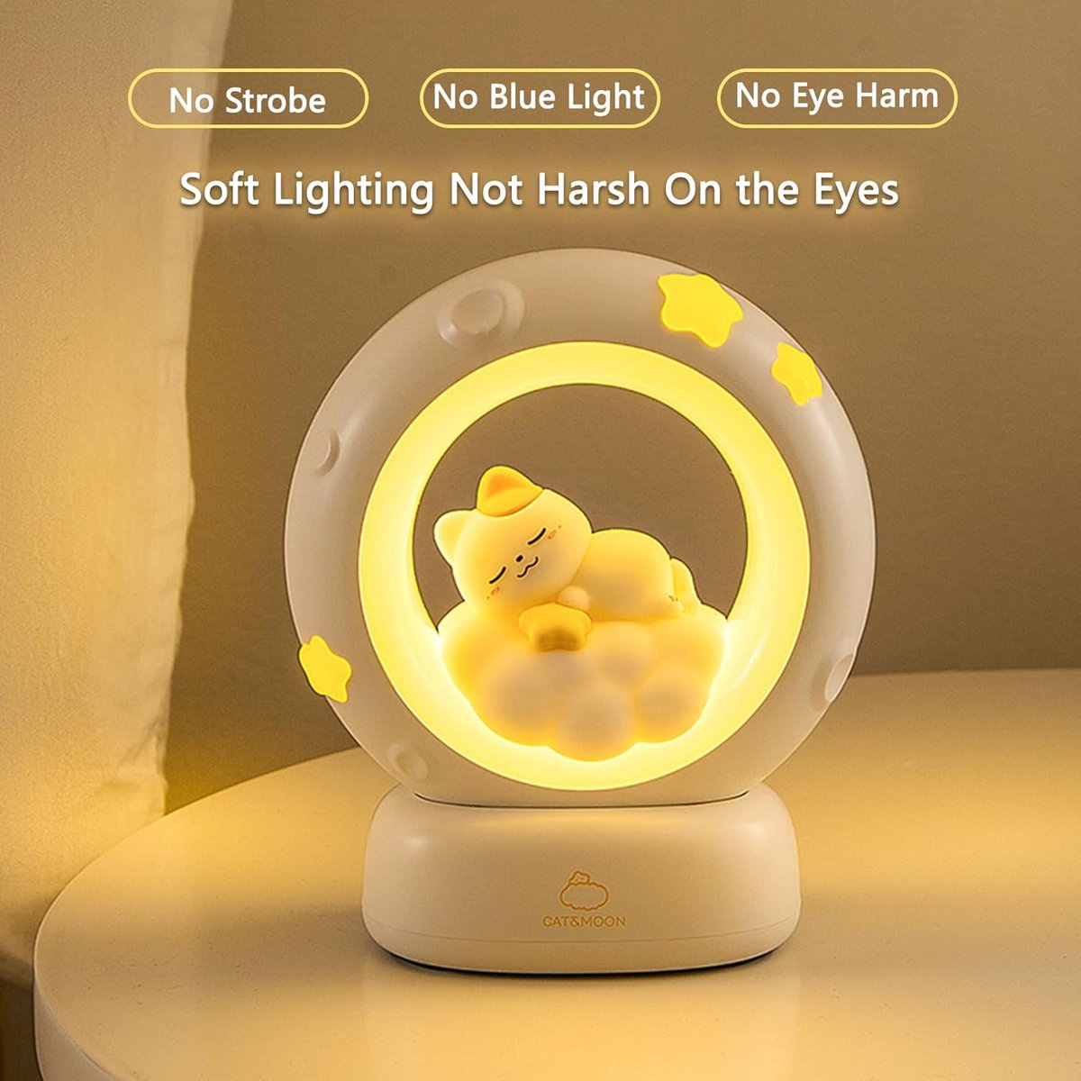 Night Light - Children's Night Light - Parents' Night Light - Rechargeable Desk Lamp - Bedside Cat Lamp - With Touch Sensor - With Dimming Function - A Perfect Gift for Girls and Kids (Cat)