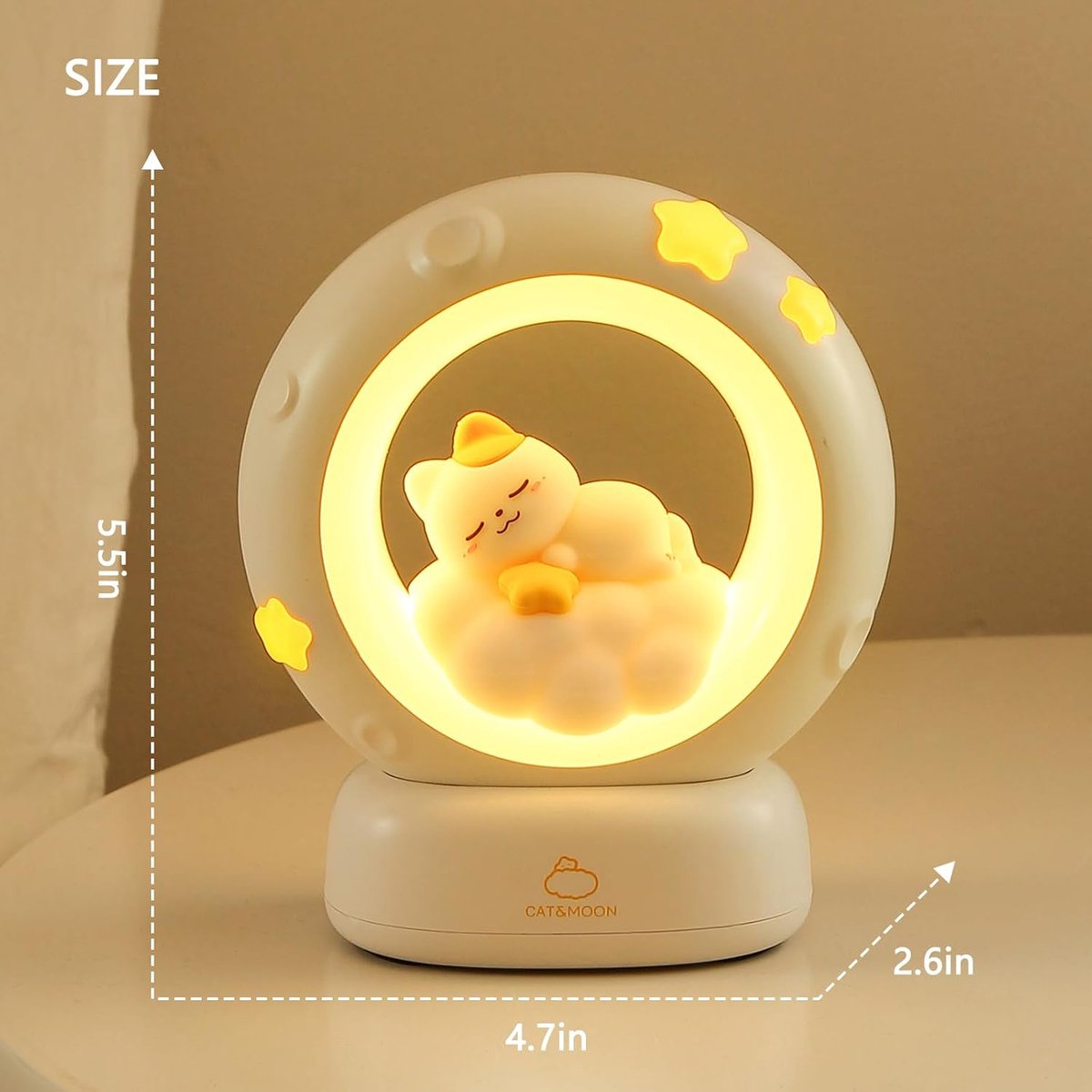 Night Light - Children's Night Light - Parents' Night Light - Rechargeable Desk Lamp - Bedside Cat Lamp - With Touch Sensor - With Dimming Function - A Perfect Gift for Girls and Kids (Cat)