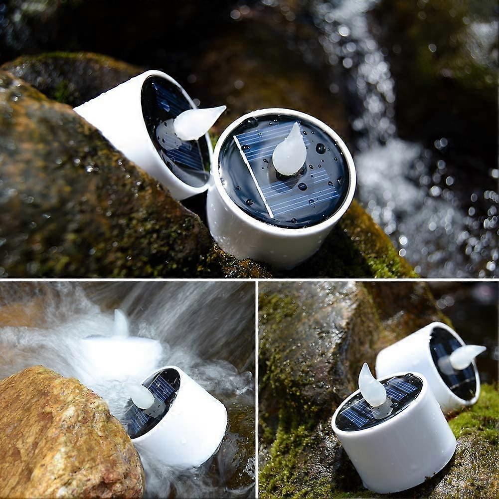 6pcs Solar Powered Heat Lights Outdoor Lights Flameless Flicker IP65 Waterproof Rechargeable LED Lights with Dusk Sensor for Lantern Garden Camping