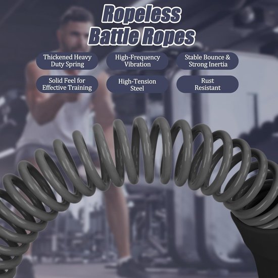 2-Pack Cordless Battle Ropes - Battle Rope - Fitness Rope - Soft Grip - For Home Gym & HIIT - Portable Arm and Core Trainer - Black