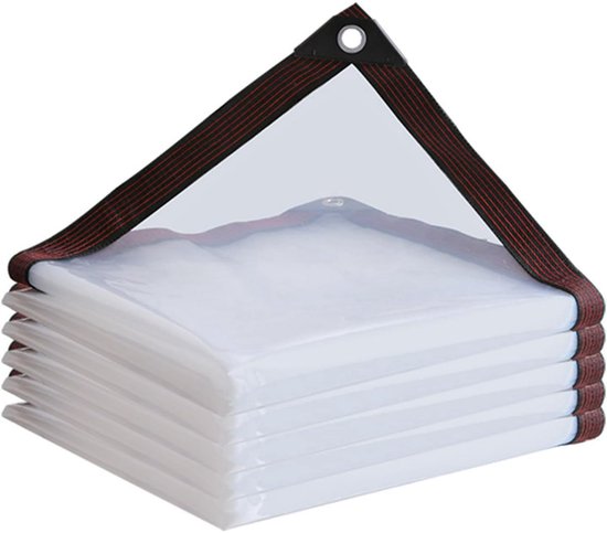 Waterproof Tarpaulin - Transparent - Durable tarpaulin with 10x10 eyelets, Large (Small) transparent tarpaulin for outdoor use - Suitable for camping/patio/fencing, chicken coop, garden plants, tear-resistant tarpaulin