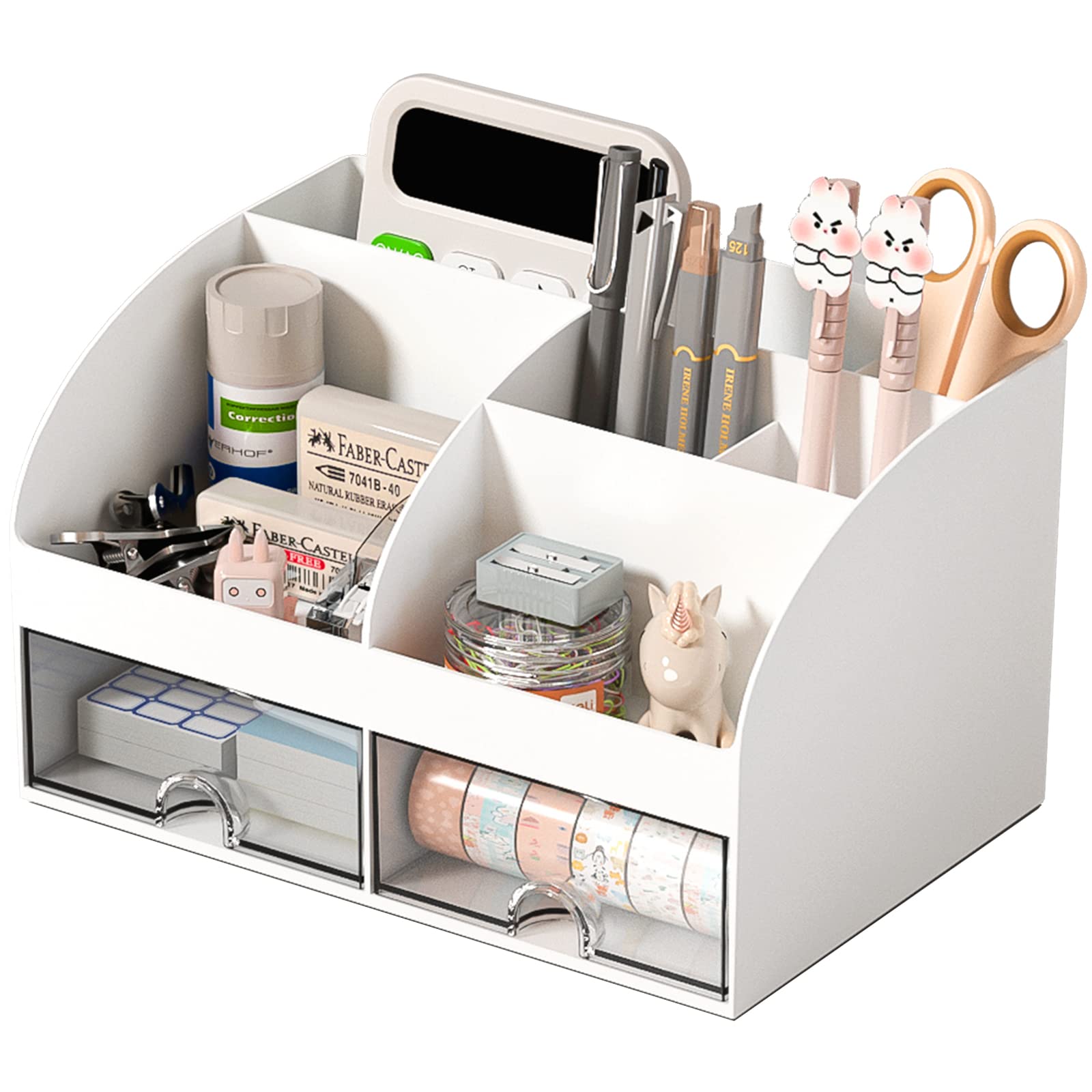 Desk organizer - Makeup organizer - Bathroom organizer - Pen tray - Drawer cabinet - Office supplies - Cosmetics organizer - Desk organizer - Desk accessories - Brush holder - Storage box with drawers - Storage system - White - 1 piece