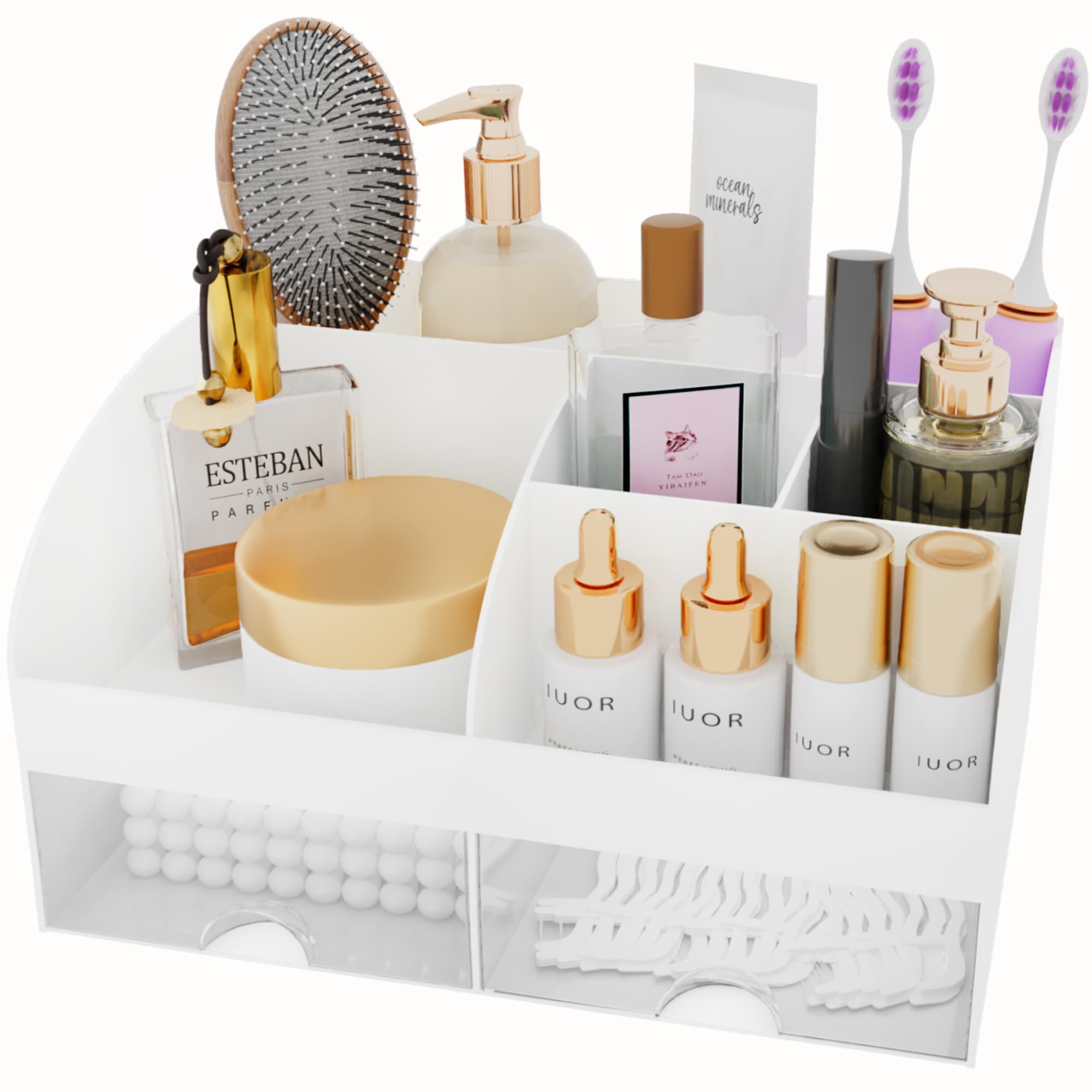 Desk organizer - Makeup organizer - Bathroom organizer - Pen tray - Drawer cabinet - Office supplies - Cosmetics organizer - Desk organizer - Desk accessories - Brush holder - Storage box with drawers - Storage system - White - 1 piece