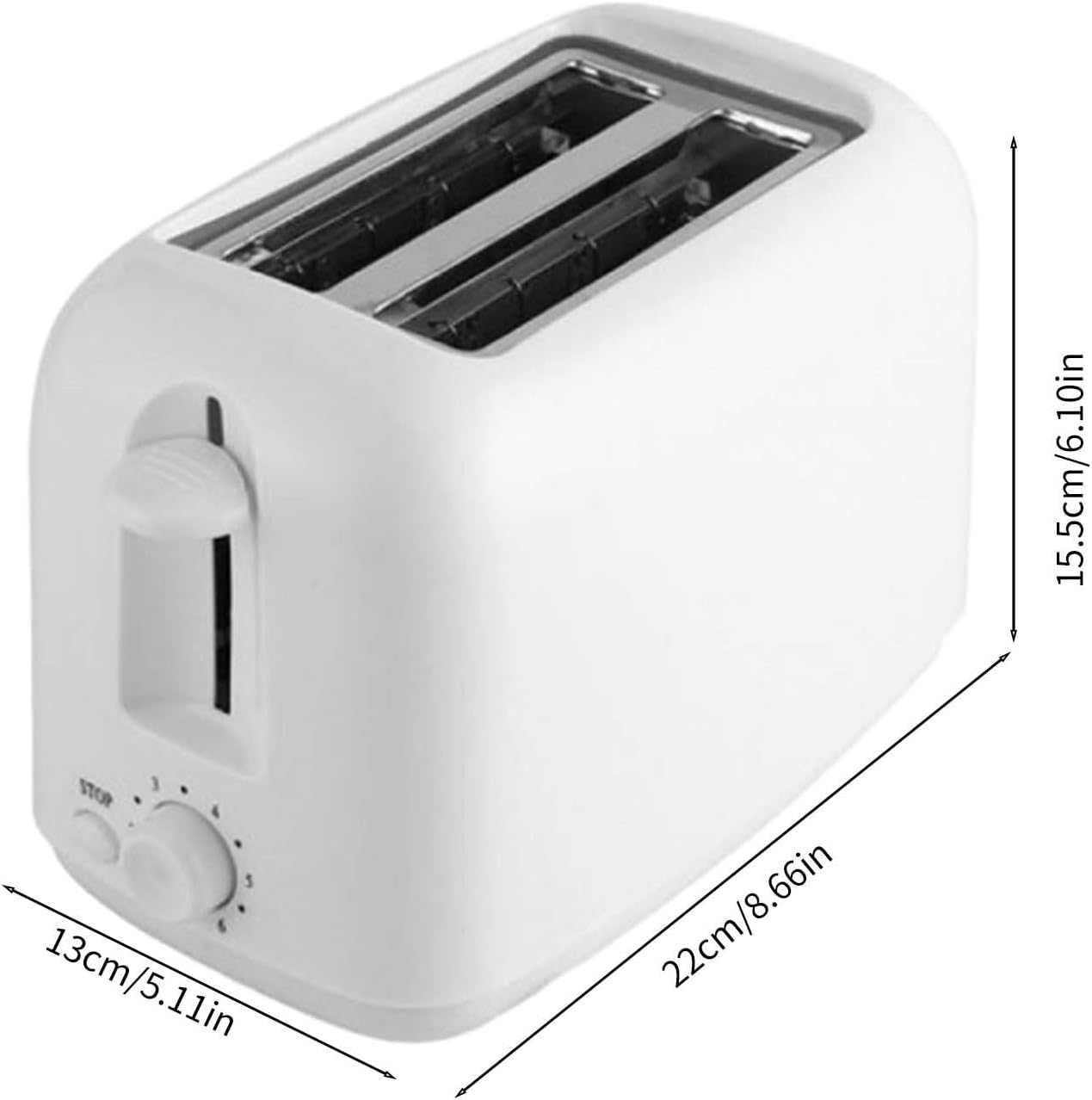 Toaster - Toaster - Toaster 2 Slices - Electric Toaster - Toasting Appliance - Kitchen Appliance - Kitchen Utensils - Bread Toaster - Kitchen Utensils - Household Appliances - Breakfast Appliance - White Toaster - White - 1 Piece