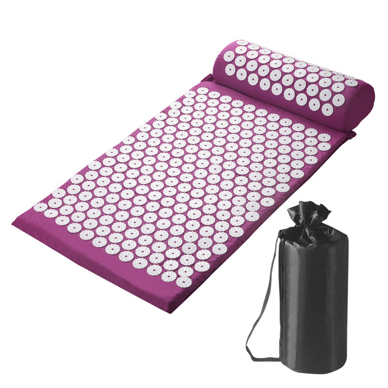 Acupressure Mat and Pillow Set with Bag Acupuncture Mat for Neck and Back Pain, Muscle Relaxation Stress Relief, Sciatica Pain Relief Pillow - Purple