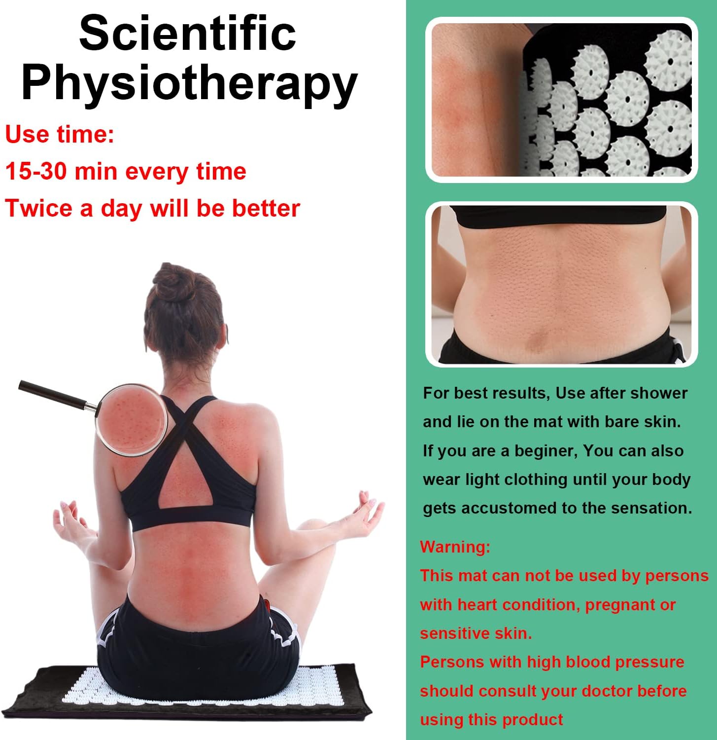 Acupressure Mat and Pillow Set with Bag Acupuncture Mat for Neck and Back Pain, Muscle Relaxation Stress Relief, Sciatica Pain Relief Pillow - Purple