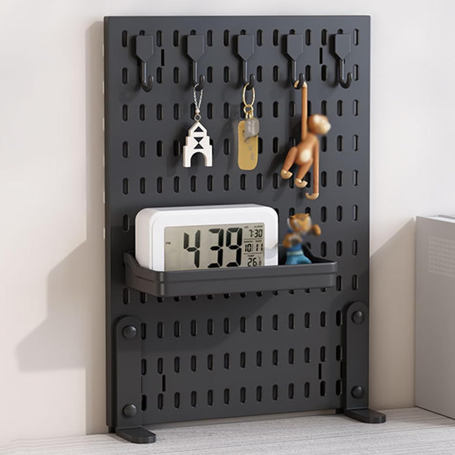 CARLA HOME Desk Pegboard Organizer Kit  with Hooks, Tray & Mount Ideal for Office, Gaming Setup & Home Workspace Organization (Black)