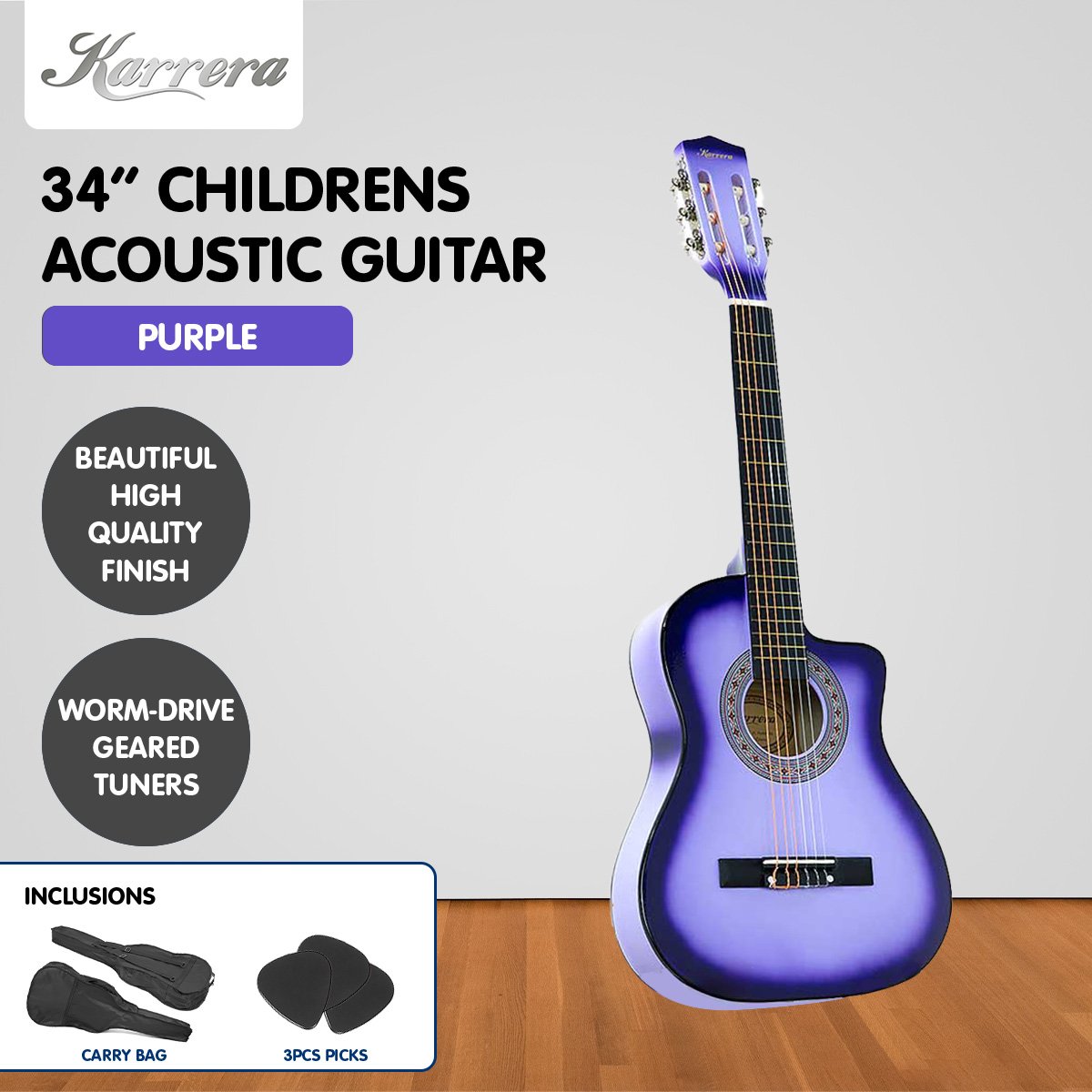 Childrens Acoustic Guitar Kids - Purple