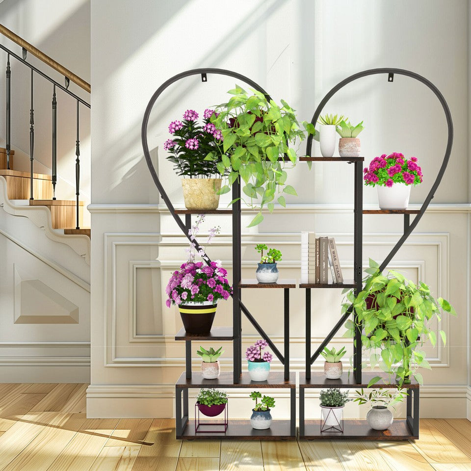 Fin Merge/Separate Metal Plant Stand Heart Shape Ladder Book Shelf For Indoor Garden