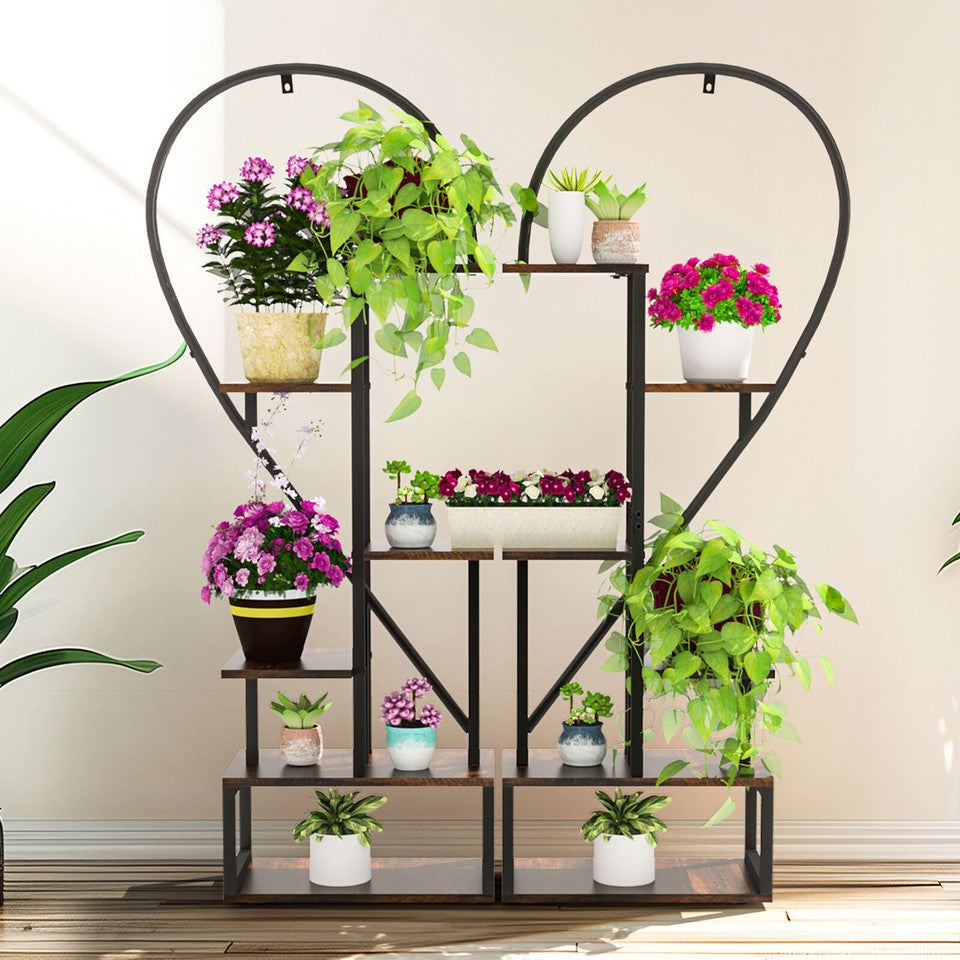 Fin Merge/Separate Metal Plant Stand Heart Shape Ladder Book Shelf For Indoor Garden