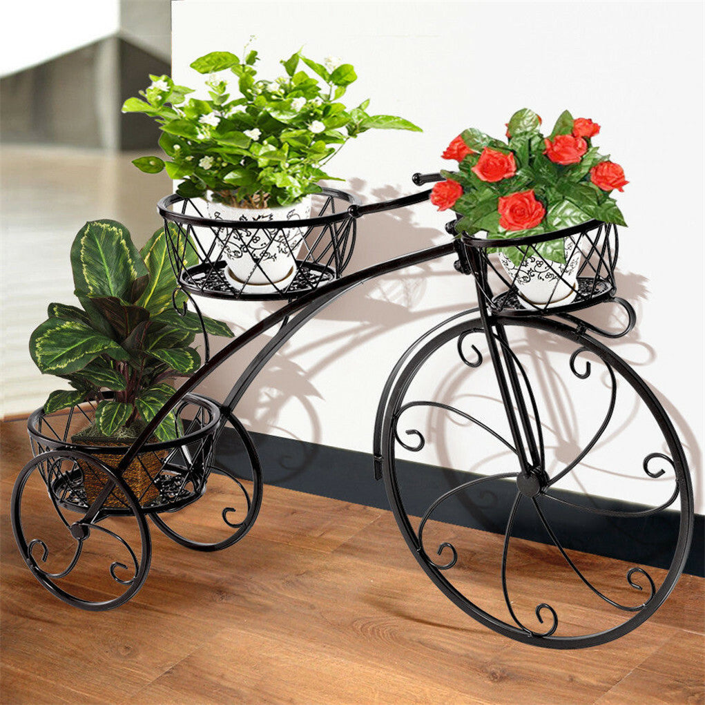 3 Tier Bicycle Style Flower Pots Indoor Outdoor Garden Shelf Rack Metal Plant Stand Au