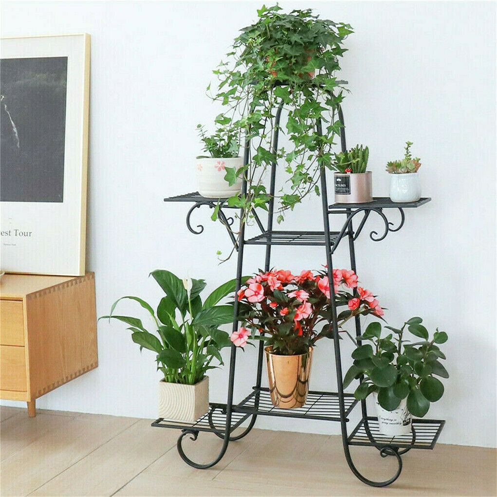 Stable 7 Tier Metal Plant Stand Flower Pot Rack Display Holder Shelf Home Garden