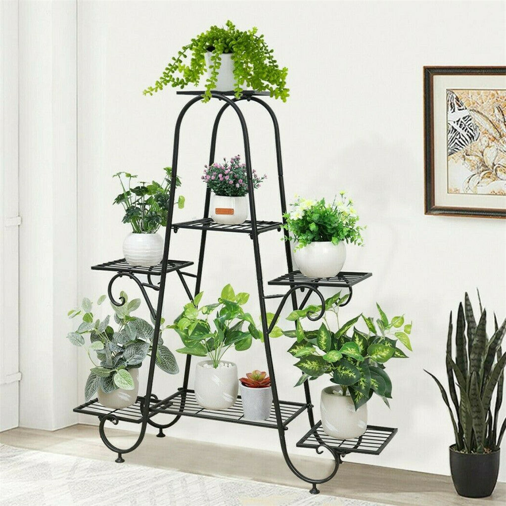 Stable 7 Tier Metal Plant Stand Flower Pot Rack Display Holder Shelf Home Garden