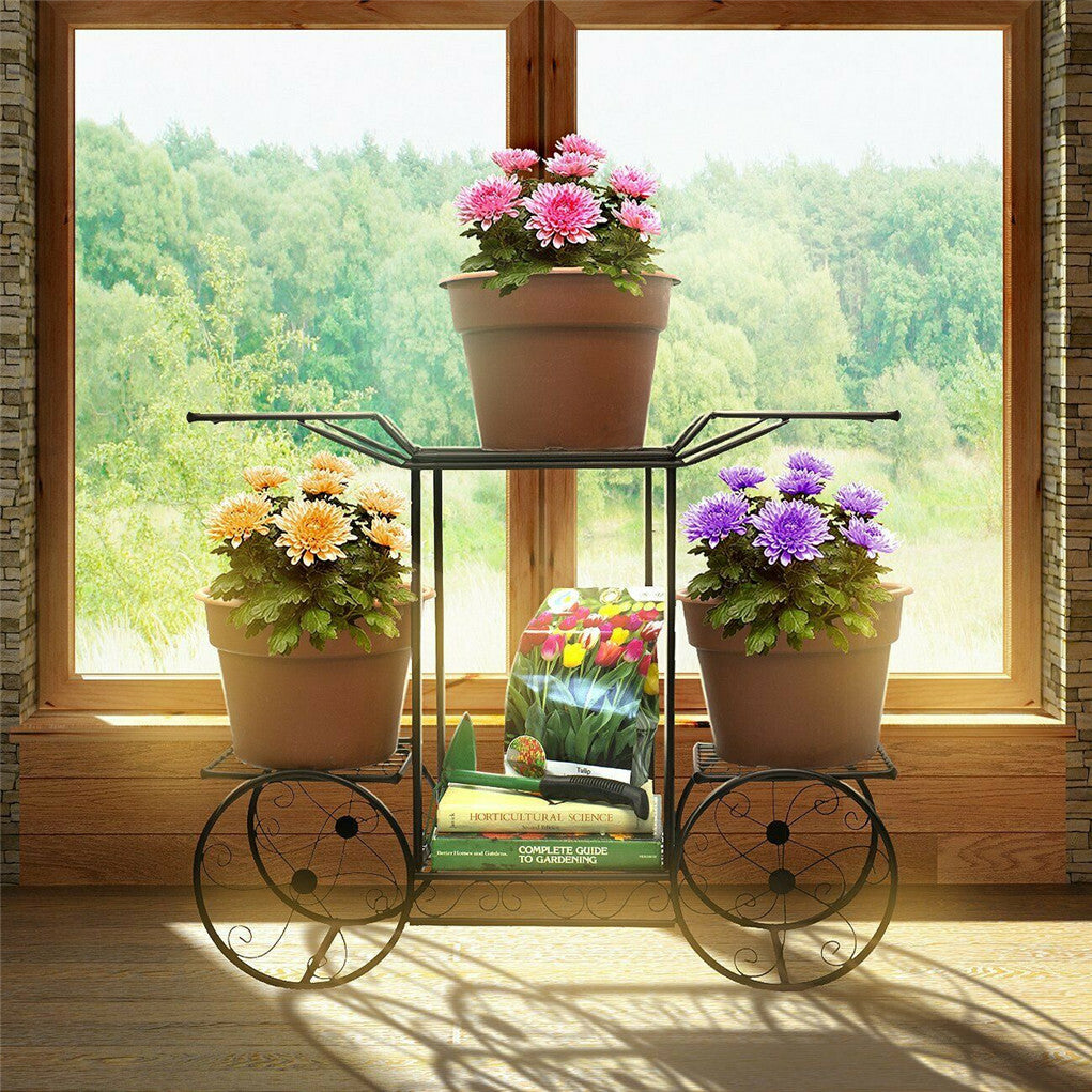 6 Tiers Garden Cart Stand & Flower Pot Plant Holder Display Rack Parisian Style