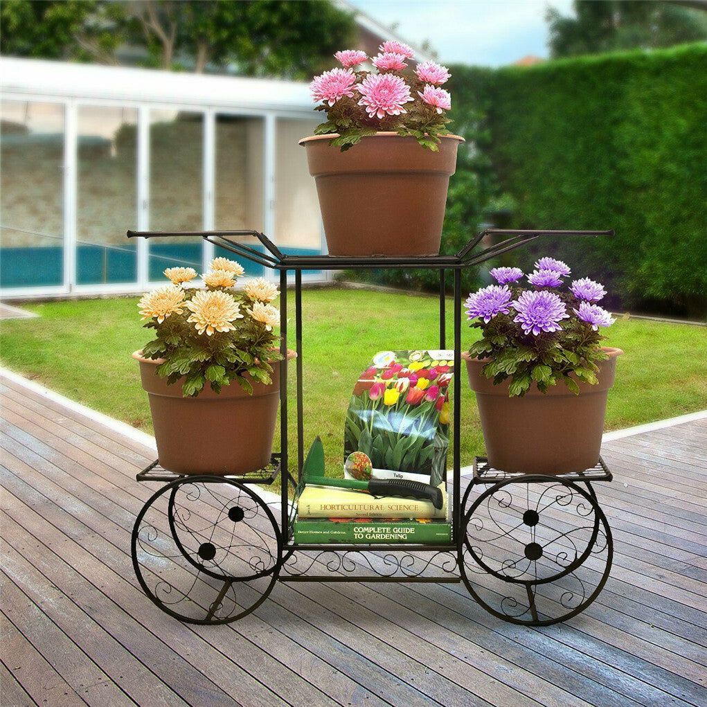 6 Tiers Garden Cart Stand & Flower Pot Plant Holder Display Rack Parisian Style