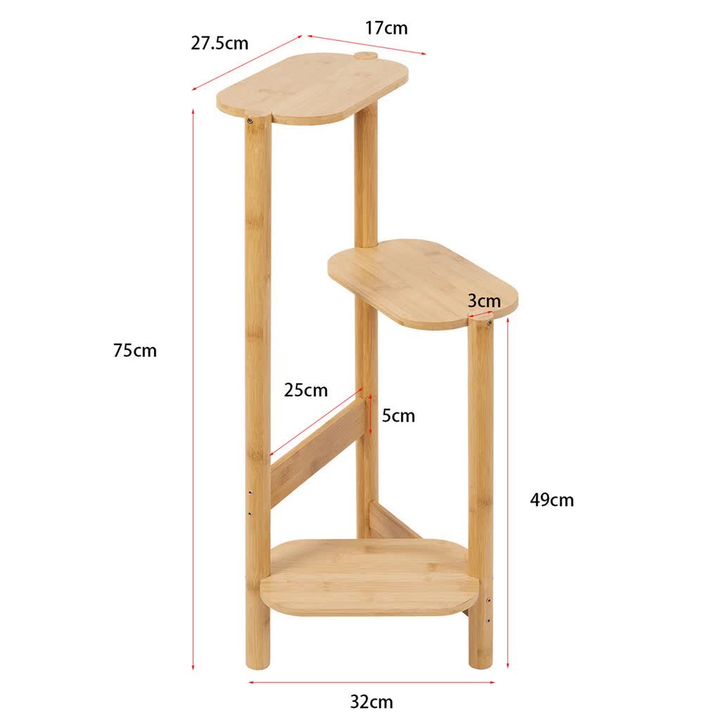 3-Tier Brown Bamboo Plant Stand Bonsai Holder