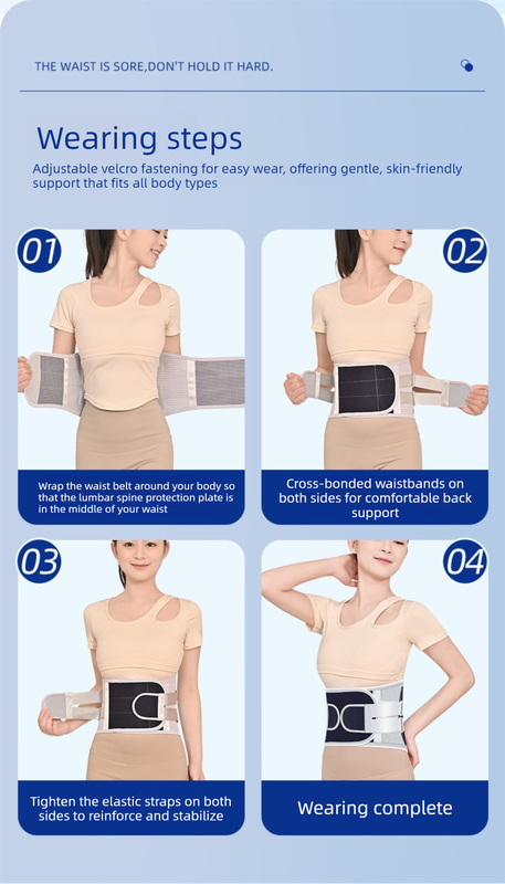 Size M Grey Wide Breathable Lumbar Support Belt  – Adjustable Back Brace for Pain Relief & Posture Correction