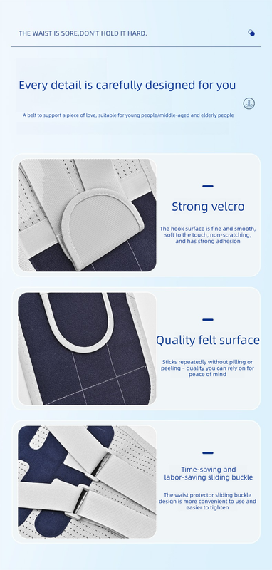 Size M Grey Wide Breathable Lumbar Support Belt  – Adjustable Back Brace for Pain Relief & Posture Correction