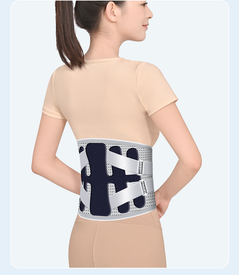 Size M Grey Wide Breathable Lumbar Support Belt  – Adjustable Back Brace for Pain Relief & Posture Correction