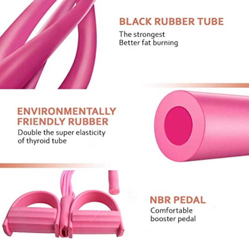 2 PCS Upgraded 6-Tube Pedal Resistance Band & Figure 8 Pull Rope Set Blue Elastic Tummy Trimmer for Home Gym Workout